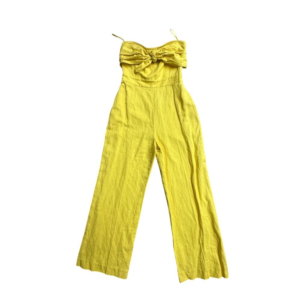 Derek Lam 10 Crosby Alene Tie Front Yellow Jumpsuit Sz 4 NWT
